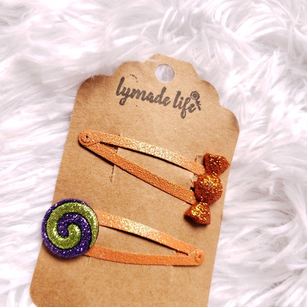 2 pc Halloween Glitter Barrettes